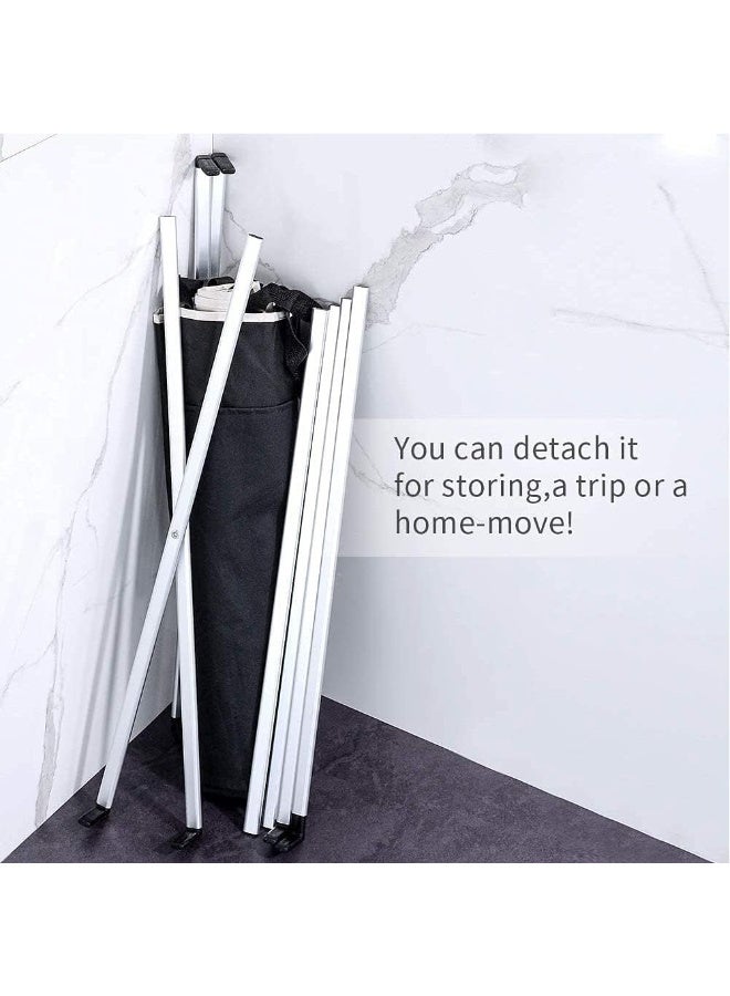 سلة غسيل من 3 اقسام للغامق والفاتح والالوان، سبت غسيل قابل للطي مع شنطة قماش اكسفورد مضادة للماء واطار من الالومنيوم، لتخزين ملابس الغسيل للبيت - Image 5